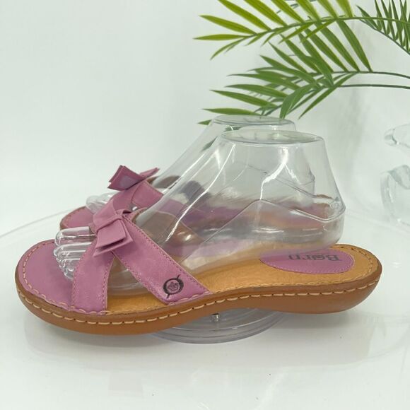 Born Women's Slide Sandal Size 9 Lavender Purple Strappy  Bow Casual Comfy Flat - Picture 6 of 15